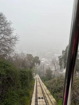 Foggy view of the mountain. Stock Photos