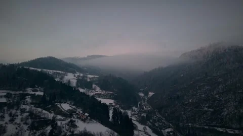 Foggy winter mountains Stock Footage 327583968