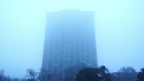 FoggyBuildingCentered Stock Footage 264122386