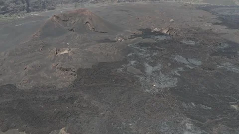 Fogo Volcano, Cabo Verde showing the complex textures of ash and solidified Stock Footage 334996725
