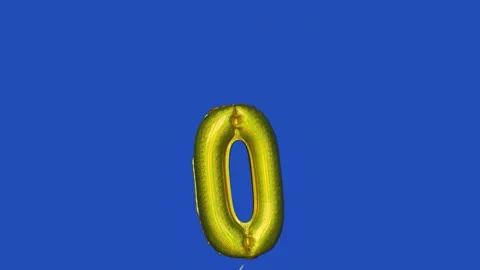 Foil balloon with number 0 moving across blue screen Video stock 315516016