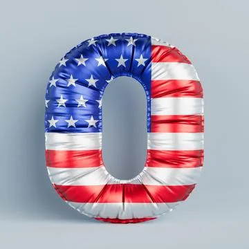 Foil Balloon Number Zero Symbol for Festive, Text, Holidays and Birthday wi.. Illustrazione stock