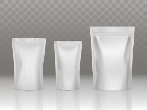 Foil or plastic sachet pouch set with valve and seal Stock-Illustration