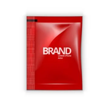 Foil Plastic Sachet Bag With Shadow On White Stock Illustration