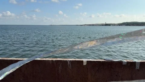Foil Strips Flapping on Rusty Boat Stock Footage 320860747