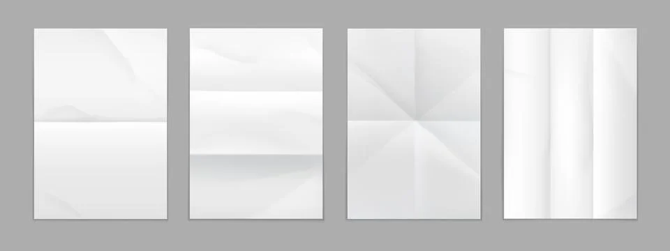 Fold paper, notebook wrinkle sheet, crumpled pages Illustrazione stock