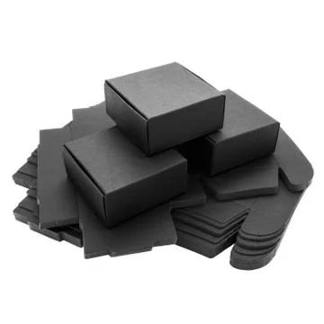 Foldable black paper boxes Stock Photos