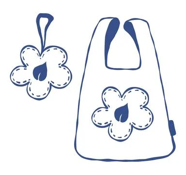 Foldable Eco Bag Transformer. Reusable Flower Pouch and Shopping Tote. Sust.. Illustration
