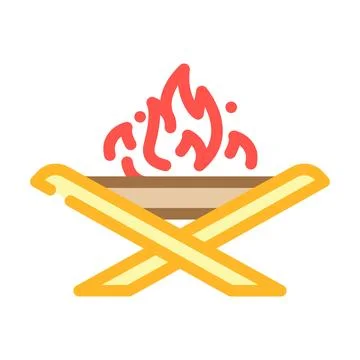 Foldable fire pit glamping color icon vector illustration Stock Illustration