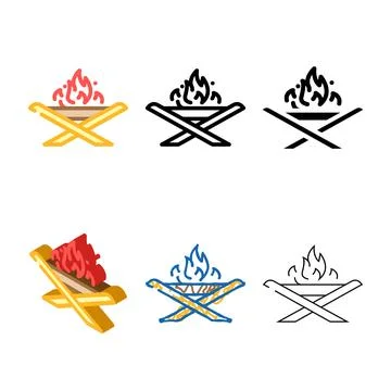 Foldable fire pit glamping color looks icon vector Stockillustratie