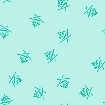 Foldable fire pit glamping glyph vector seamless pattern Stock Illustration
