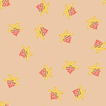 Foldable fire pit glamping vector seamless pattern 스톡 일러스트