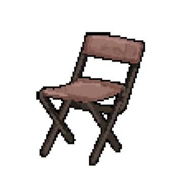 Foldable folding chair pixel art vector illustration Stock Illustration