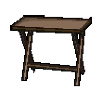 Foldable folding table pixel art vector illustration Stock Illustration