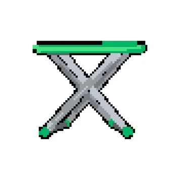 Foldable folding table pixel art vector illustration Stock Illustration