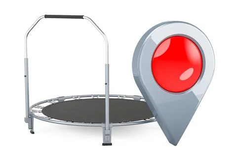 Foldable Mini Trampoline with map pointer, 3D rendering Stock Illustration