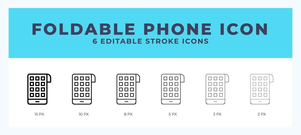 Foldable phone icon. Editable stroke line icon vector illustration. Stock Illustration
