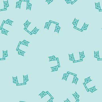 Foldable picnic table glamping line seamless pattern Stock Illustration