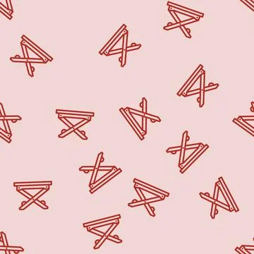 Foldable picnic table glamping line vector seamless pattern Illustrazione stock