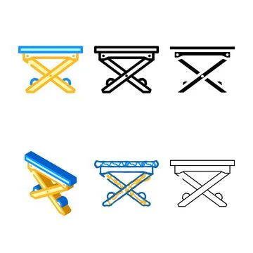 Foldable picnic variety table glamping color icon vector Stock Illustration