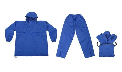 Foldable raincoat set isolated on white background Stock Photos