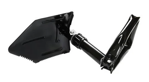 Foldable sapper shovel on white background Stock Photos