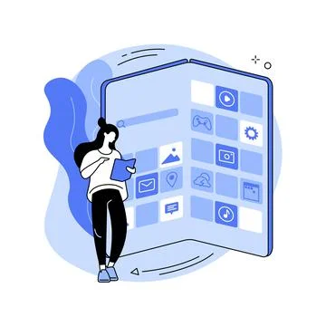 Foldable smartphone abstract concept vector illustration. Stock Illustration
