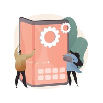 Foldable smartphone abstract concept vector illustration. Stock Illustration