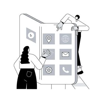 Foldable smartphone abstract concept vector illustration. Stock Illustration