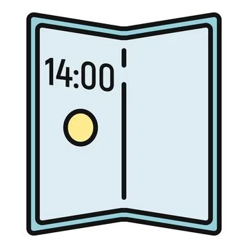 Foldable smartphone displaying time and notification icon Stock Illustration
