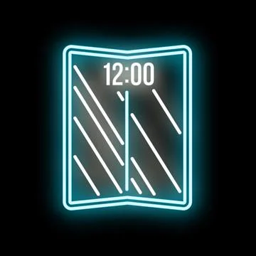 Foldable smartphone neon light icon concept Stock Illustration