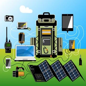 Foldable solar panel. Stock Illustration