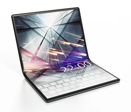 Foldable tablet computer isolated on white background. 3D illustration Fol... Stock Photos