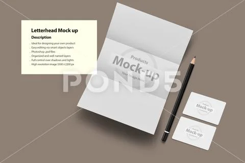 Folded A4 letterhead on plain background PSD Template