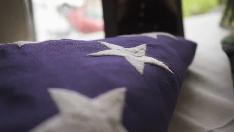 Folded American flag on table close up. Stock Footage 92716320