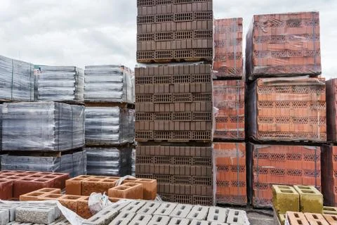 Folded and packed bricks Stock Photos