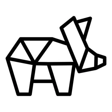 Folded animal icon outline vector. Origami polygon Illustrazione stock