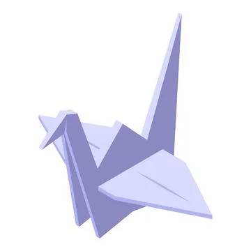 Folded bird icon isometric vector. Origami paper Illustrazione stock
