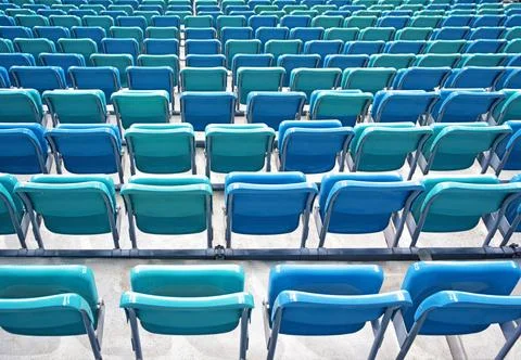 Folded blue chairs Fotos de archivo