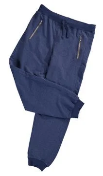 Folded blue jogging pants. Stock Photos