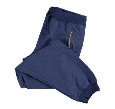 Folded blue jogging pants. Stock Photos