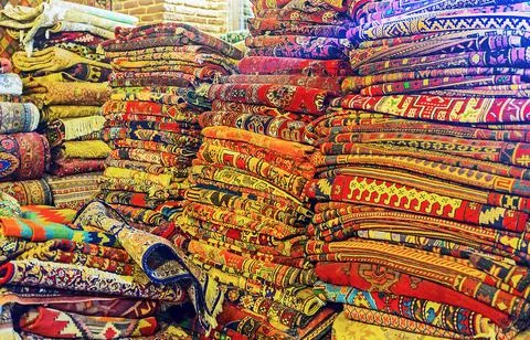 The folded carpets Stock-Fotos