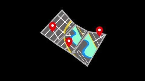 Folded city map animation with waterways and streets Stock Footage 335113906