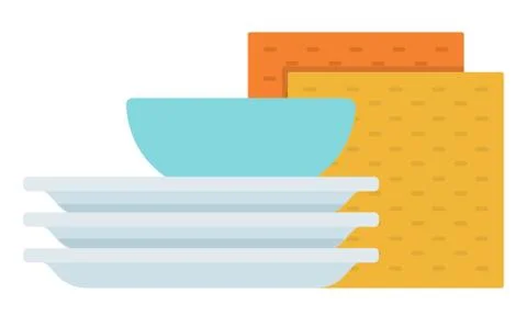 Folded clean plates vector icon flat isolated Stock Illustration