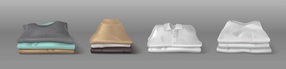 Folded cloth garments stack in realistic 3d style イラスト素材