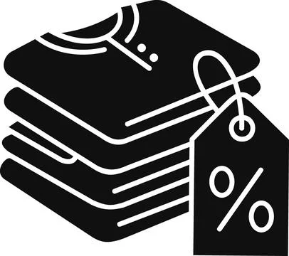 Folded clothes stack with discount price tag 库存插图
