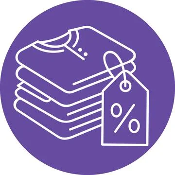 Folded clothes stack with discount tag icon Stock Illustration