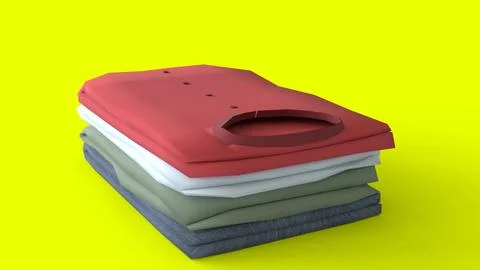 Folded clothes with yellow background Illustrazione stock