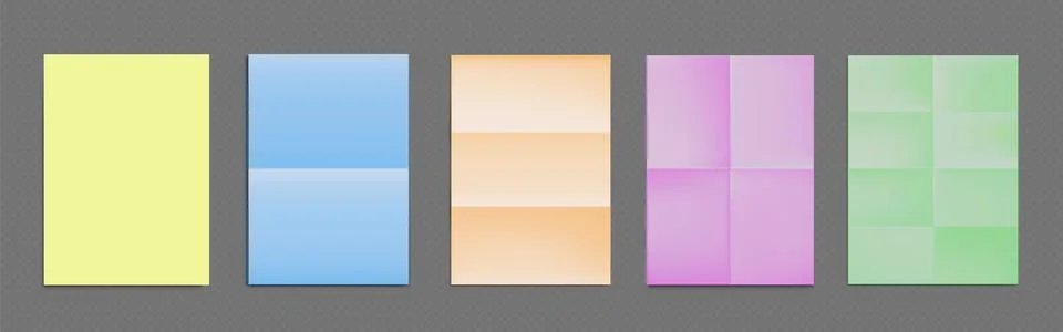 Folded colored paper mockup. Stock Illustration
