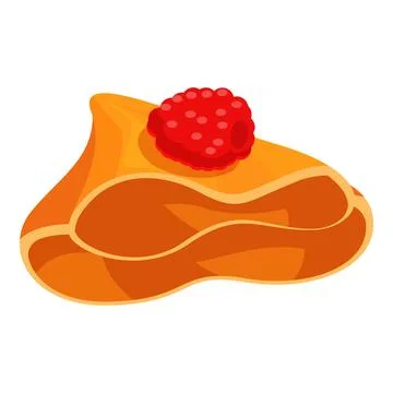 Folded crepe with raspberry topping representing delicious breakfast pastry Illustrazione stock